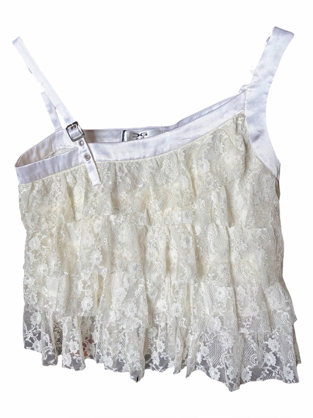 DG White Layered Lace Asymmetrical Tank Top